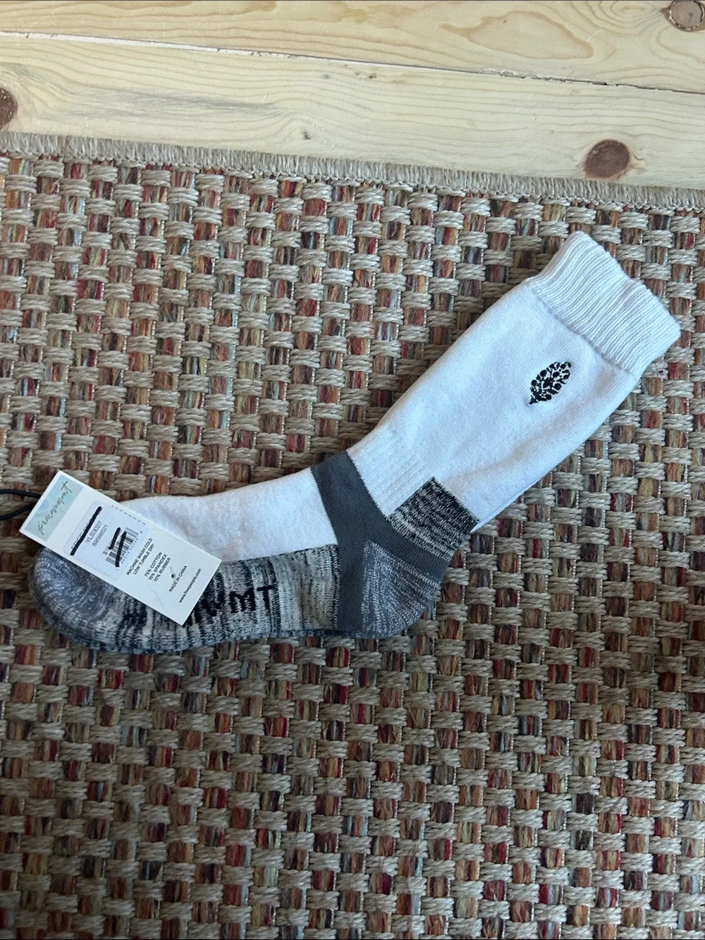 Free People White Crew Socks with Gray Accents